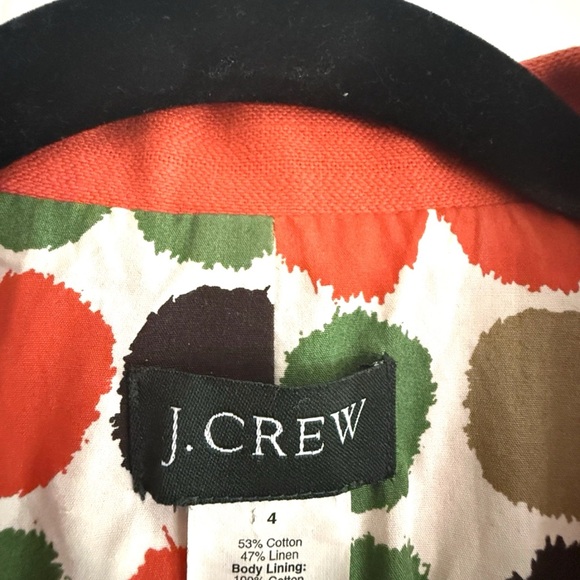 J CREW Womens Orange Linen Blend Blazer Jacket Size 4 Vintage - Y2K - Fall - Picture 3 of 5